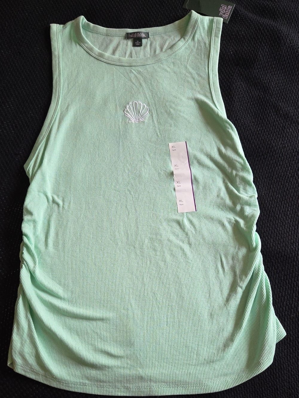 Xhilaration NWT Mint Green Ribbed Shell-Embroidered Tank
